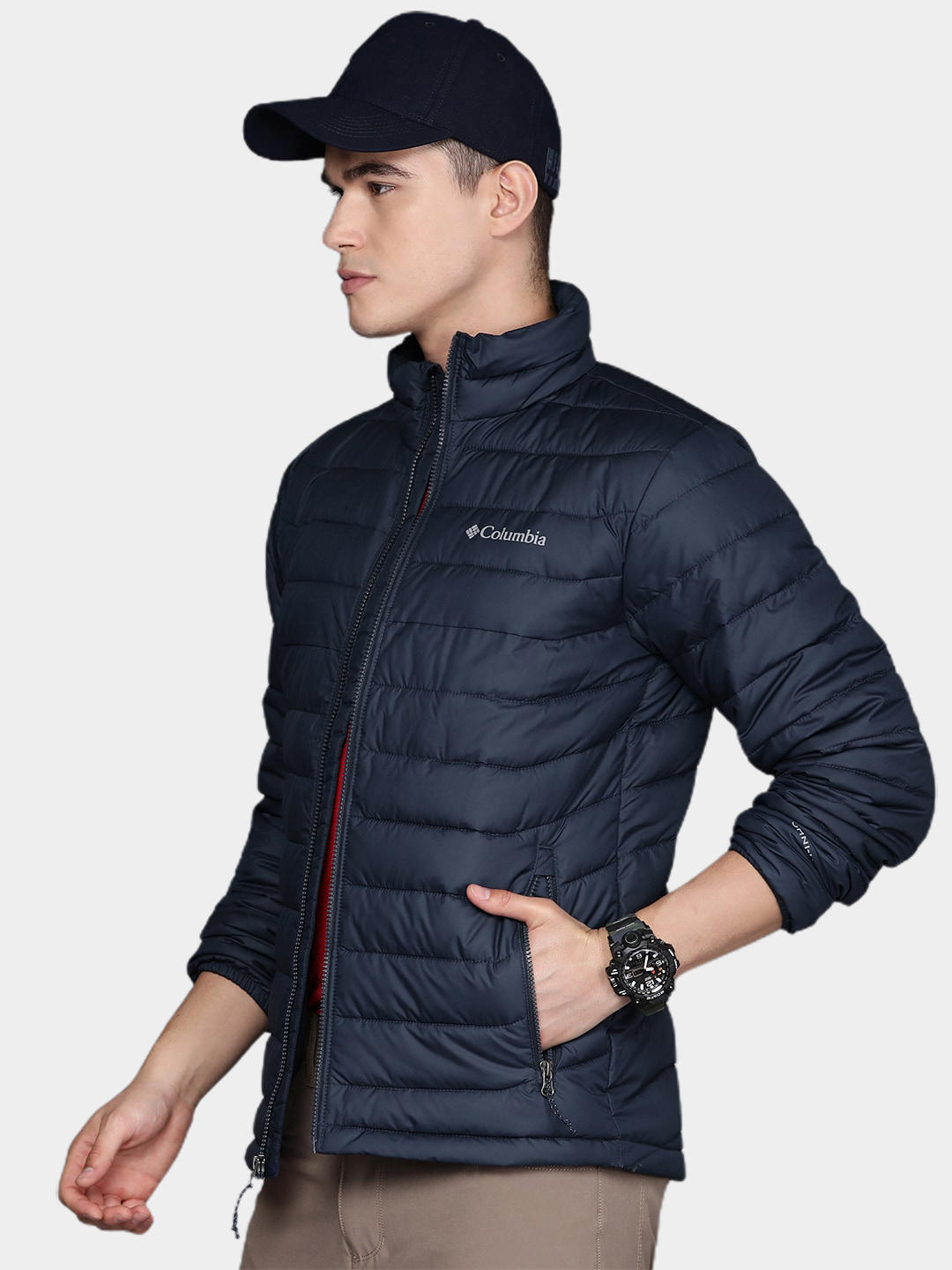Columbia Men Navy Blue Powder Lite Jacket