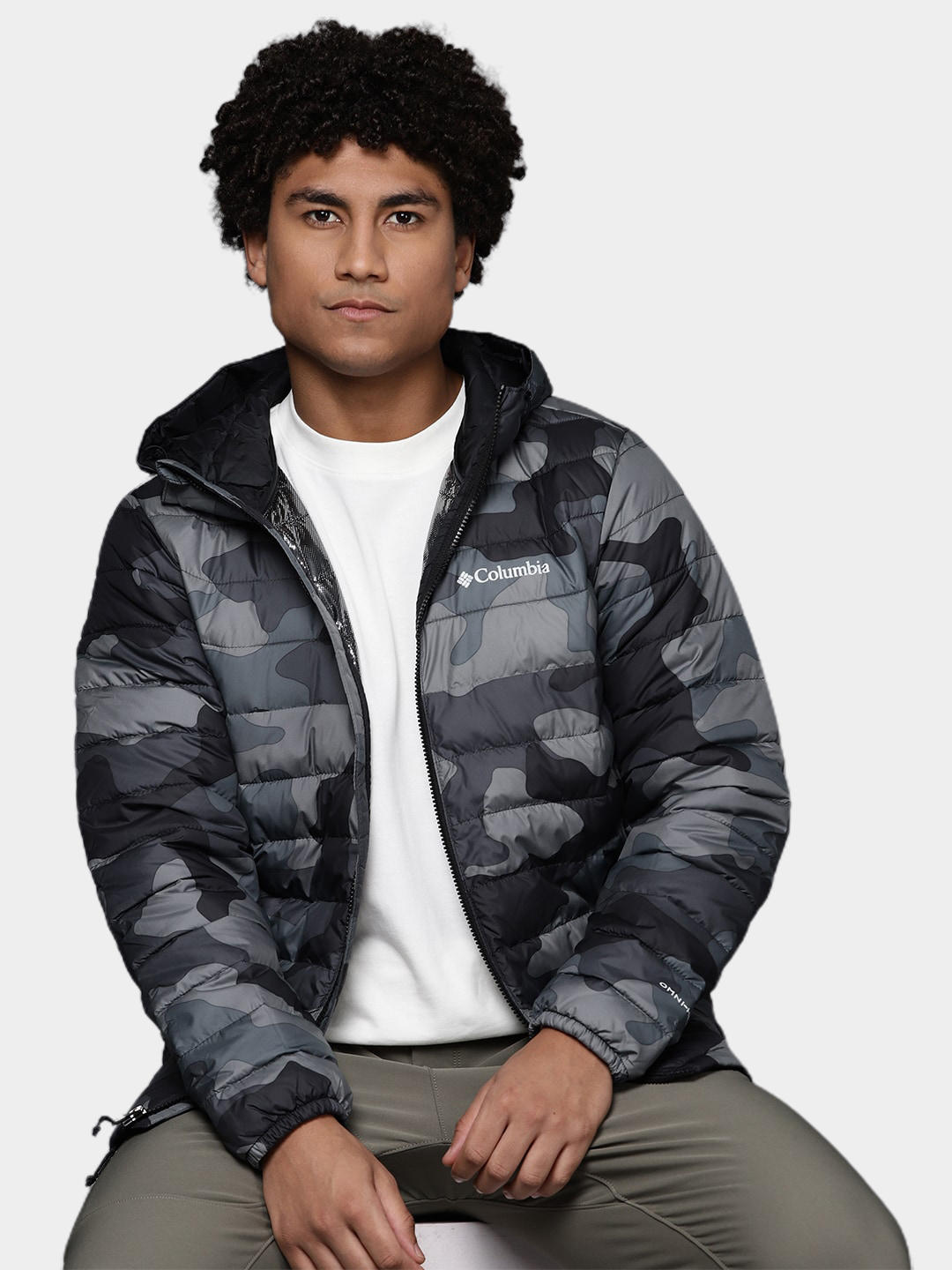 Columbia Men Black Powder Lite Hooded Jacket