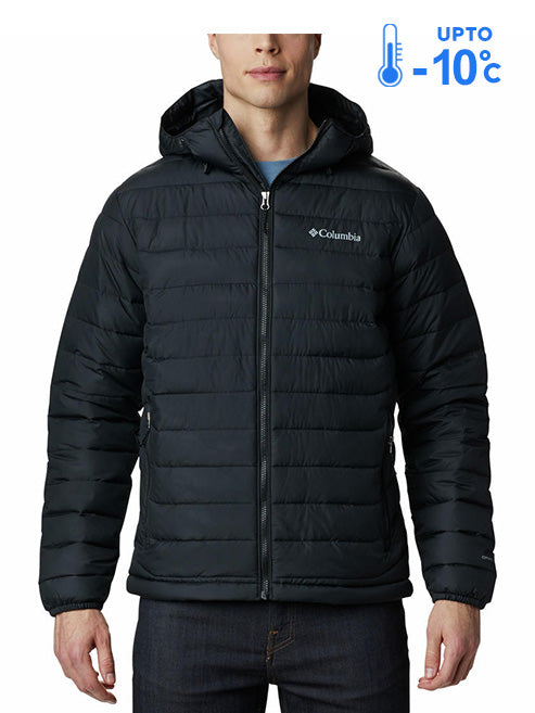 Columbia Men Black Omni-Heat Reflective Powder Lite Hooded Down Jacket