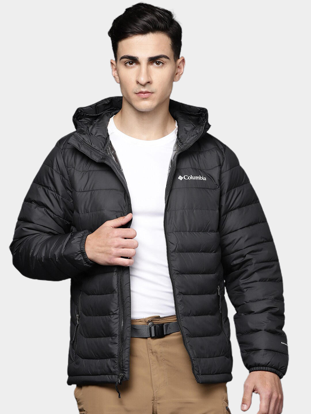Columbia Men Black Powder Lite Hooded Jacket
