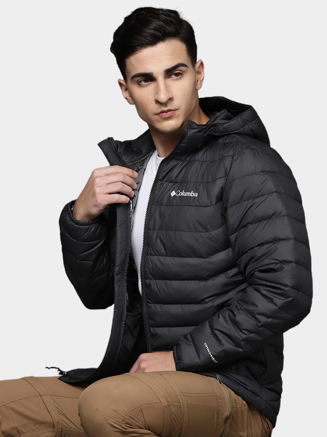 Columbia Men Black Powder Lite Hooded Jacket