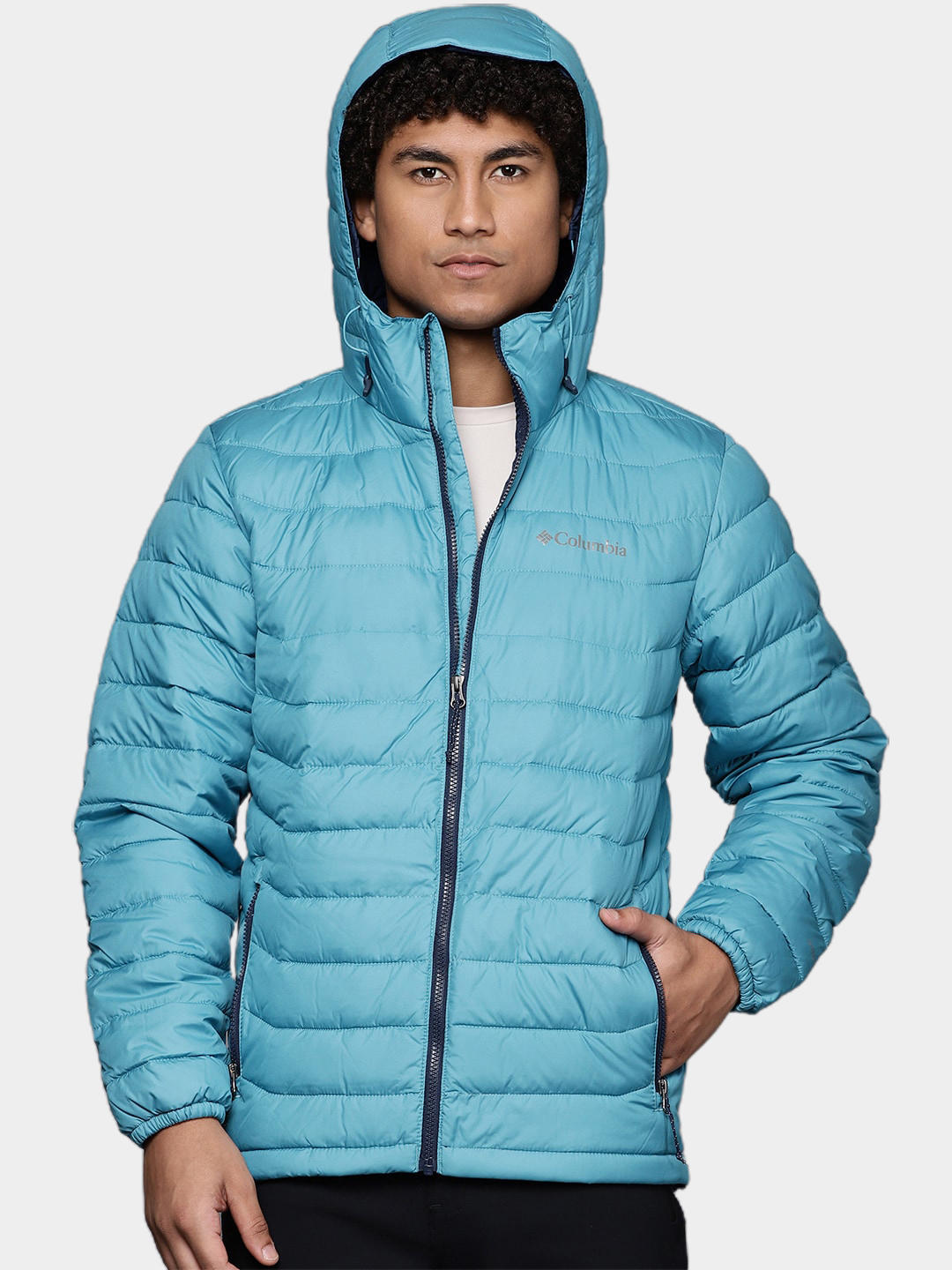 Columbia Men Blue Powder Lite Hooded Jacket