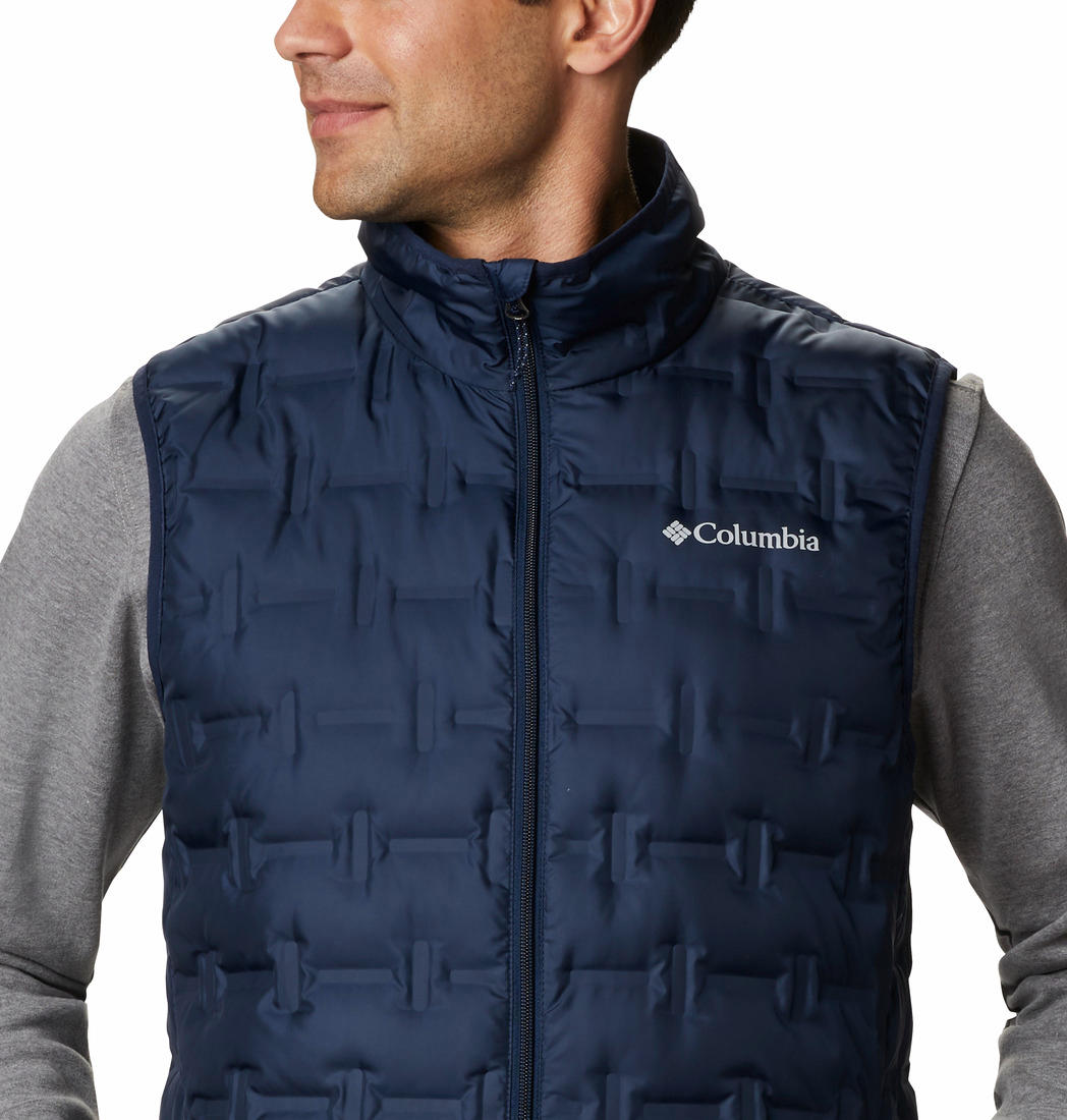 A Men Wearing Columbia Men Blue Delta Ridge Down Vest