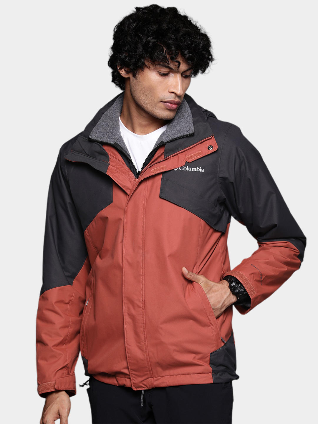 Columbia Men Orange Bugaboo II Fleece Interchange Jacket