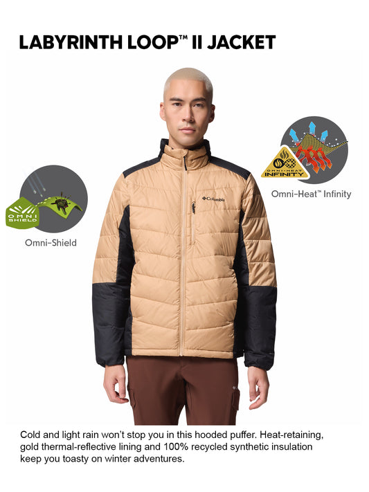Columbia Men Brown Omni-Heat Inifnity Labyrinth Loop II Down Jacket