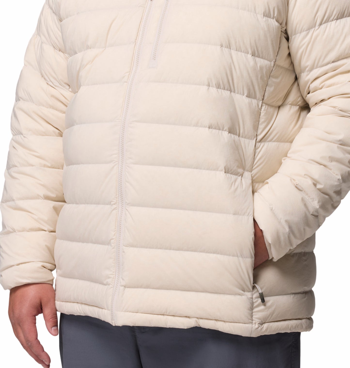 Columbia Men Beige Omni-Shield Drift Peak Stretch Hooded Down Jacket