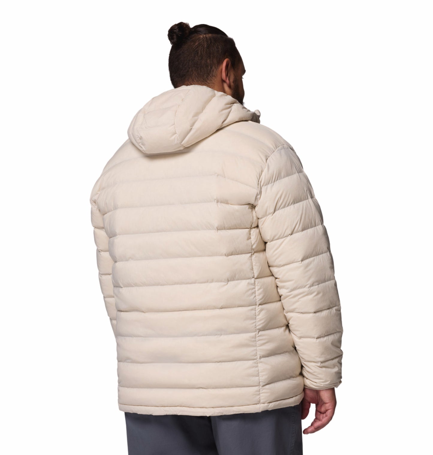 Columbia Men Beige Omni-Shield Drift Peak Stretch Hooded Down Jacket
