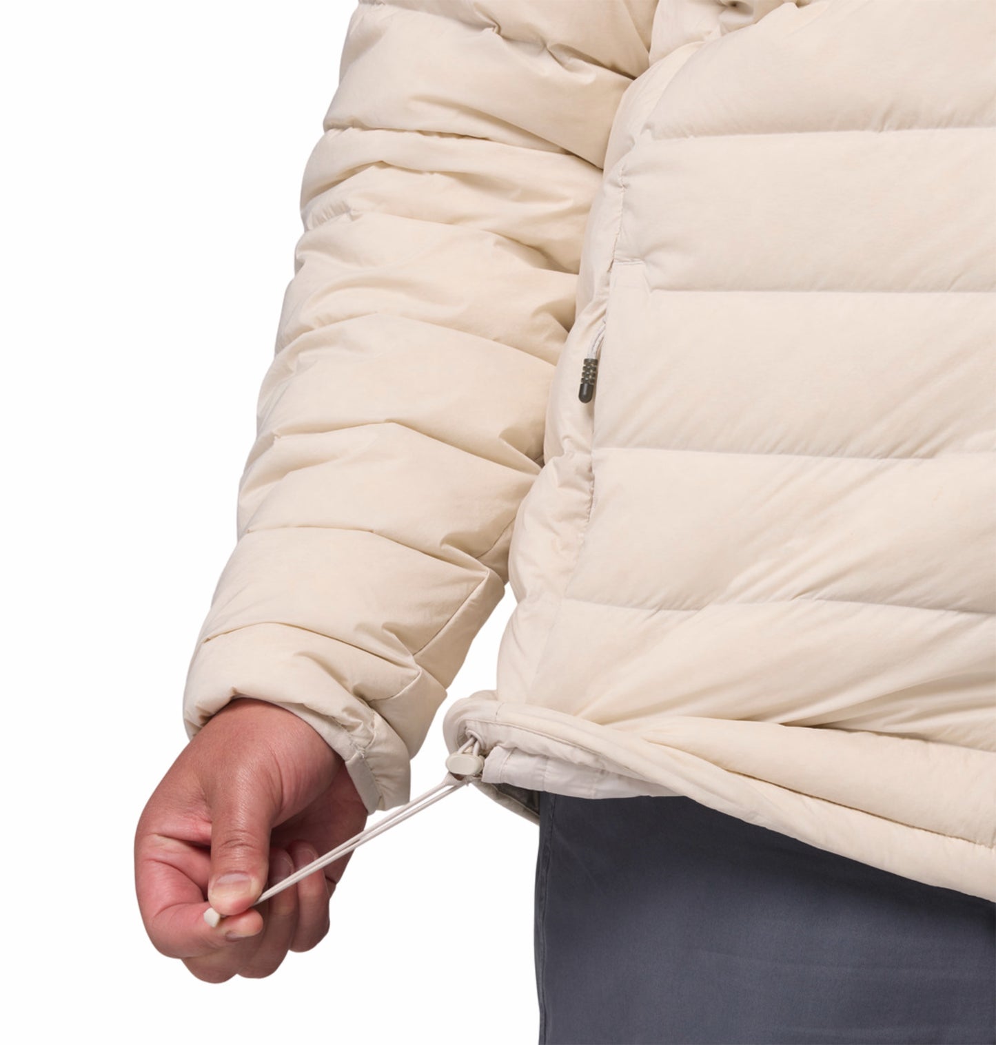 Columbia Men Beige Omni-Shield Drift Peak Stretch Hooded Down Jacket