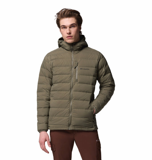 Columbia Men Green Omni-Shield Drift Peak Stretch Hooded Down Jacket