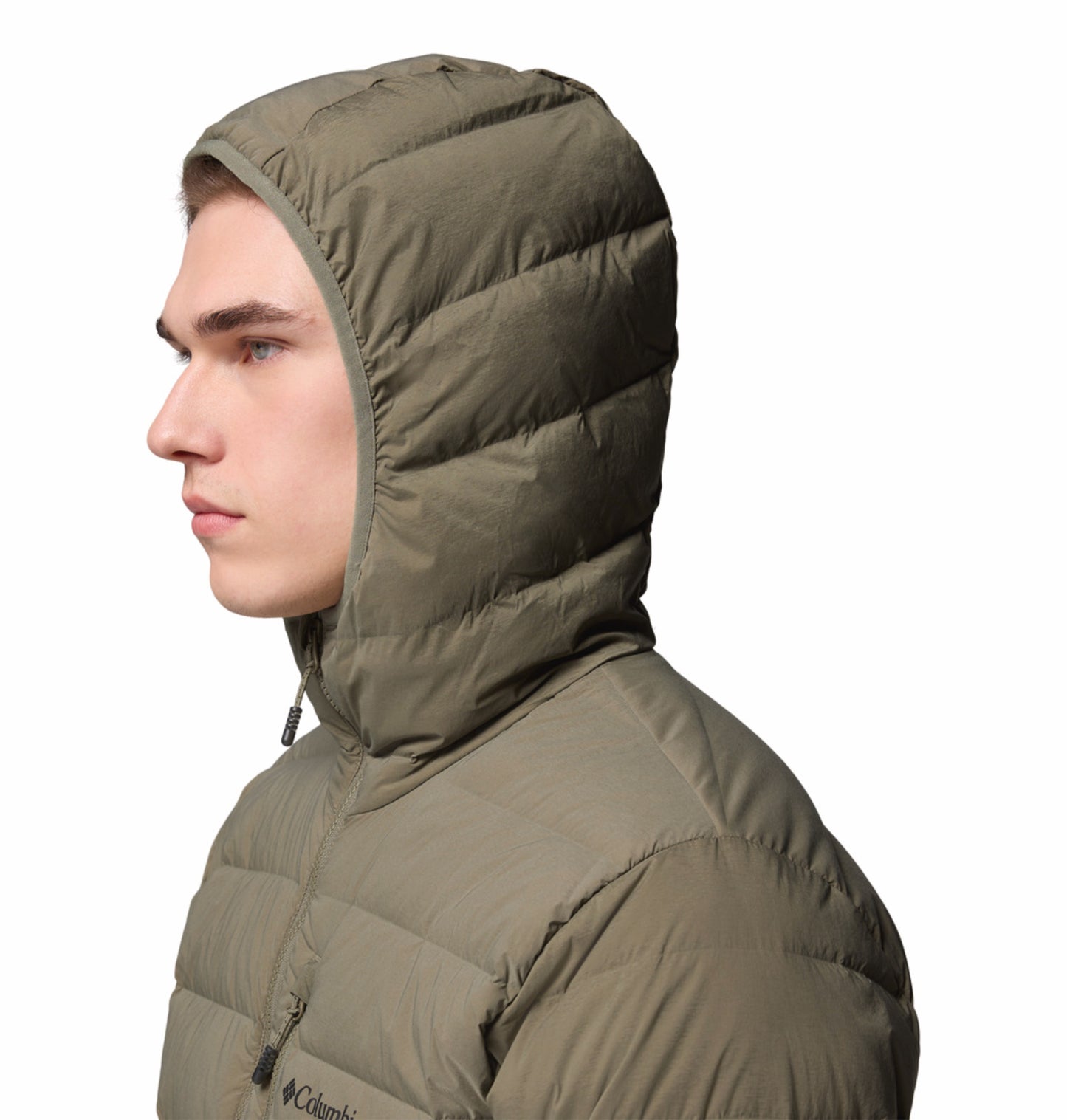 Columbia Men Green Omni-Shield Drift Peak Stretch Hooded Down Jacket