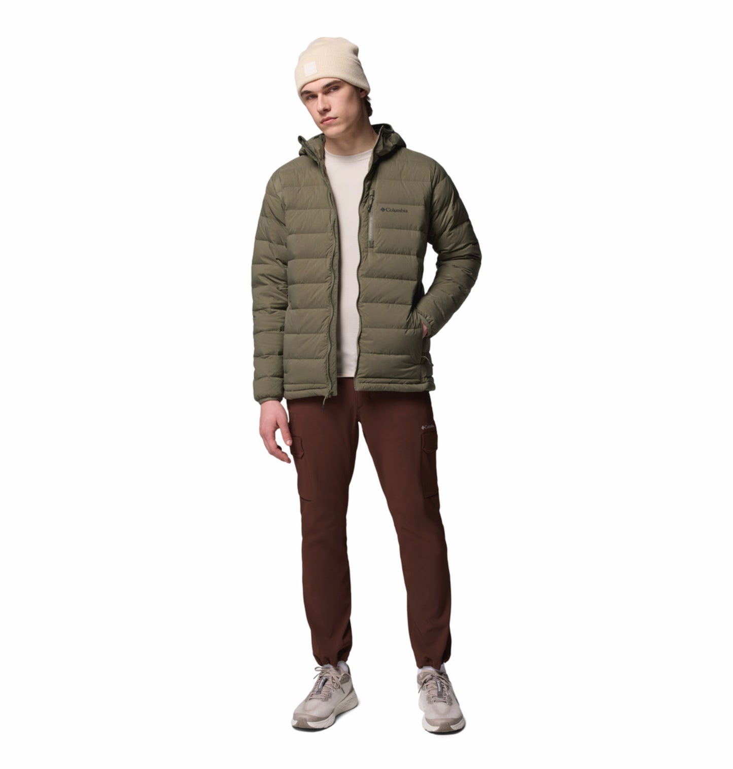 Columbia Men Green Omni-Shield Drift Peak Stretch Hooded Down Jacket