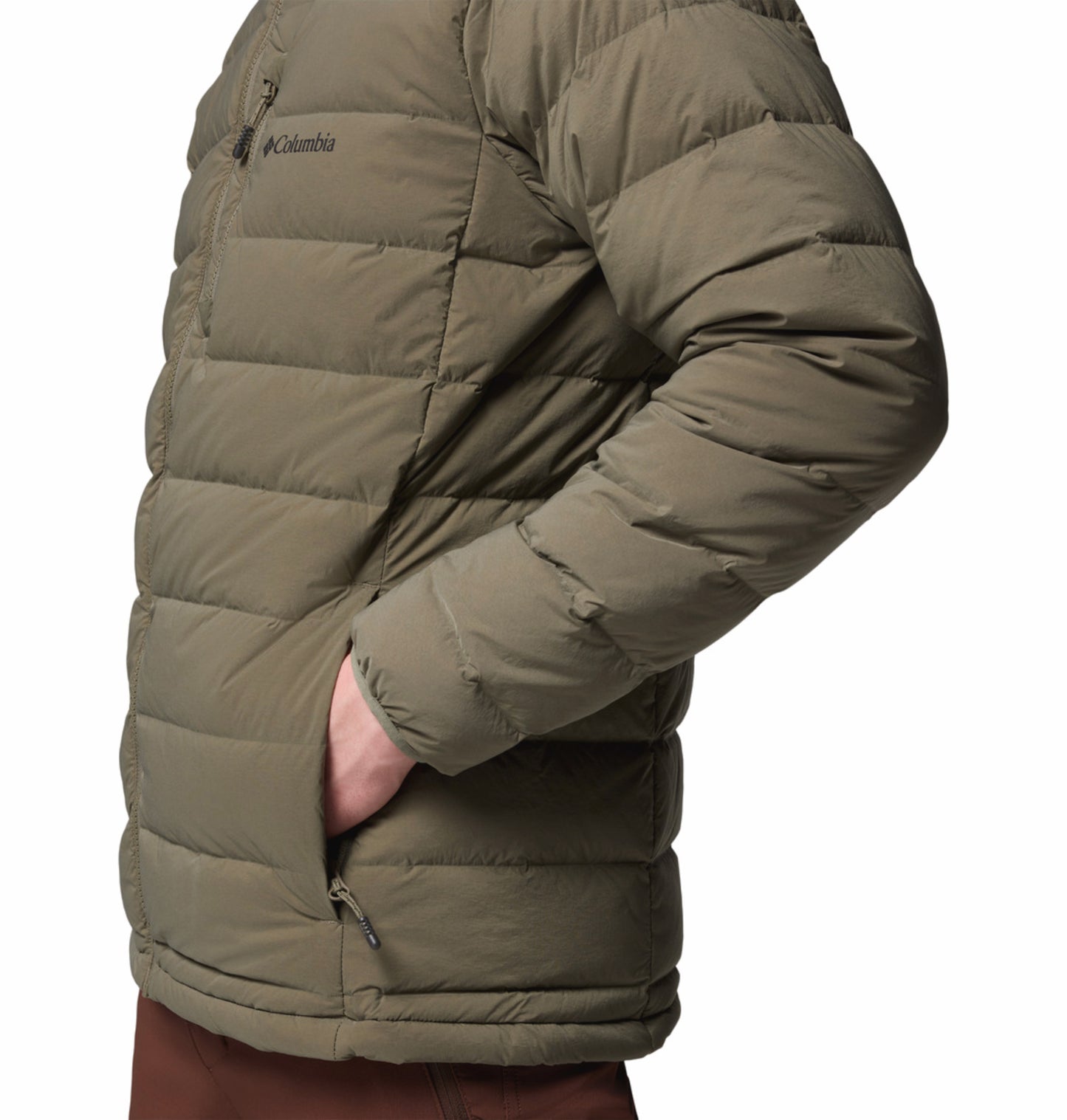Columbia Men Green Omni-Shield Drift Peak Stretch Hooded Down Jacket