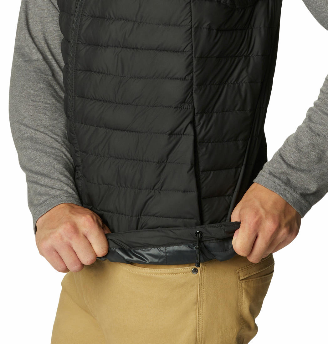 A Men Wearing Columbia Men Black Silver Falls Vest