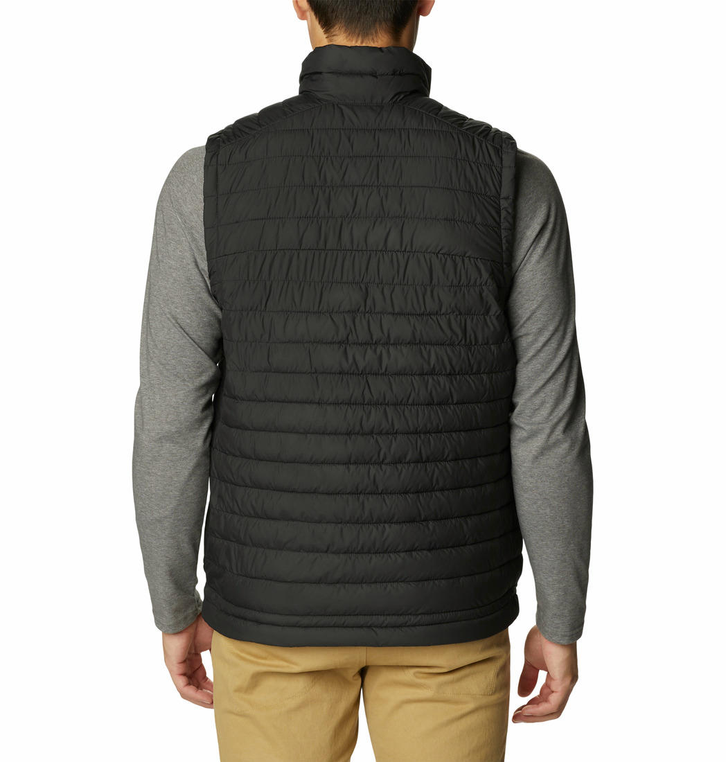 A Men Wearing Columbia Men Black Silver Falls Vest