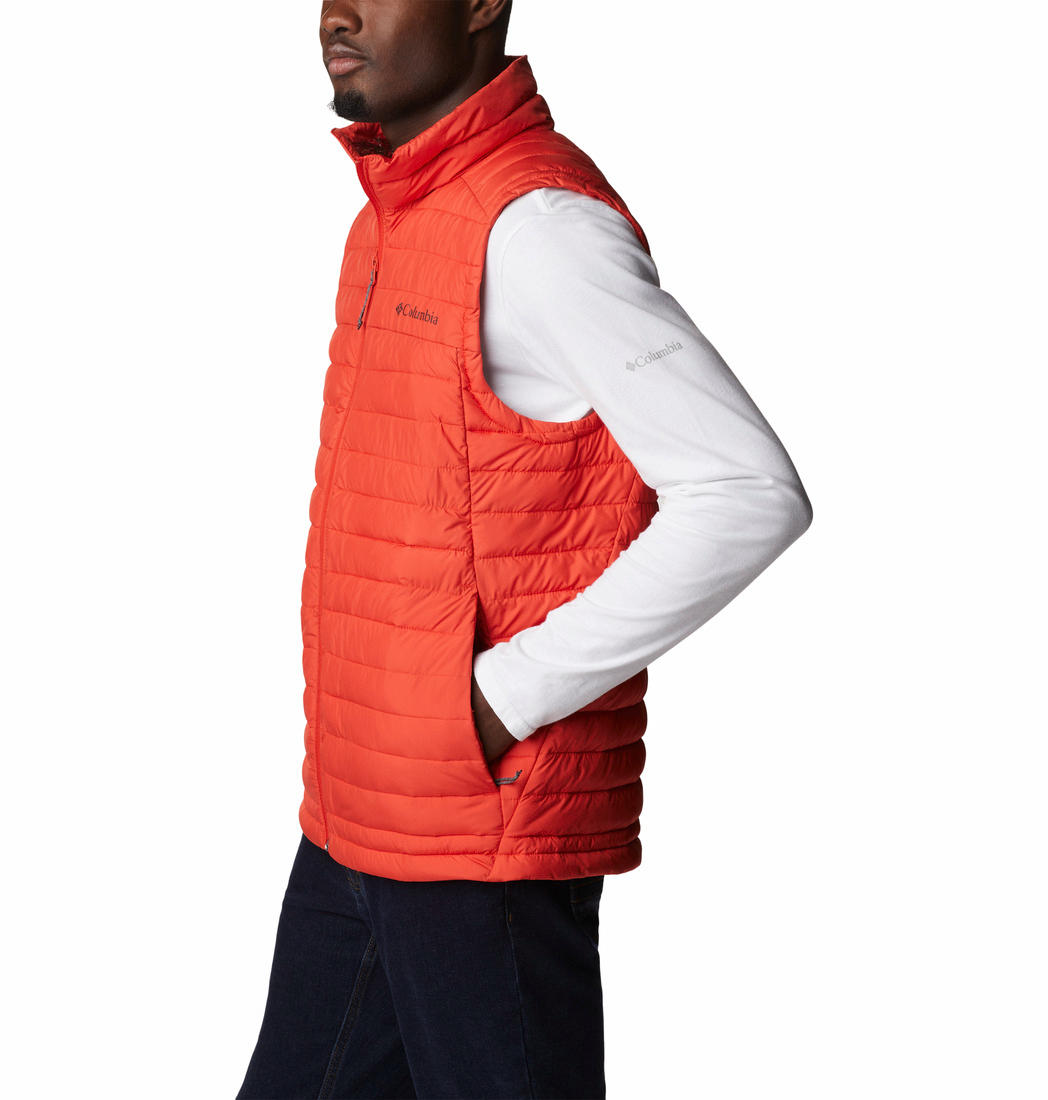 A Men Wearing Columbia Men Orange Silver Falls Vest