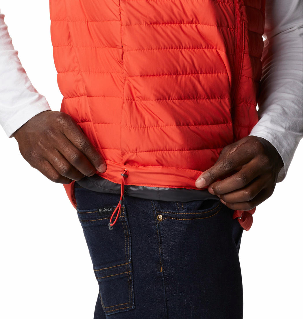 A Men Wearing Columbia Men Orange Silver Falls Vest