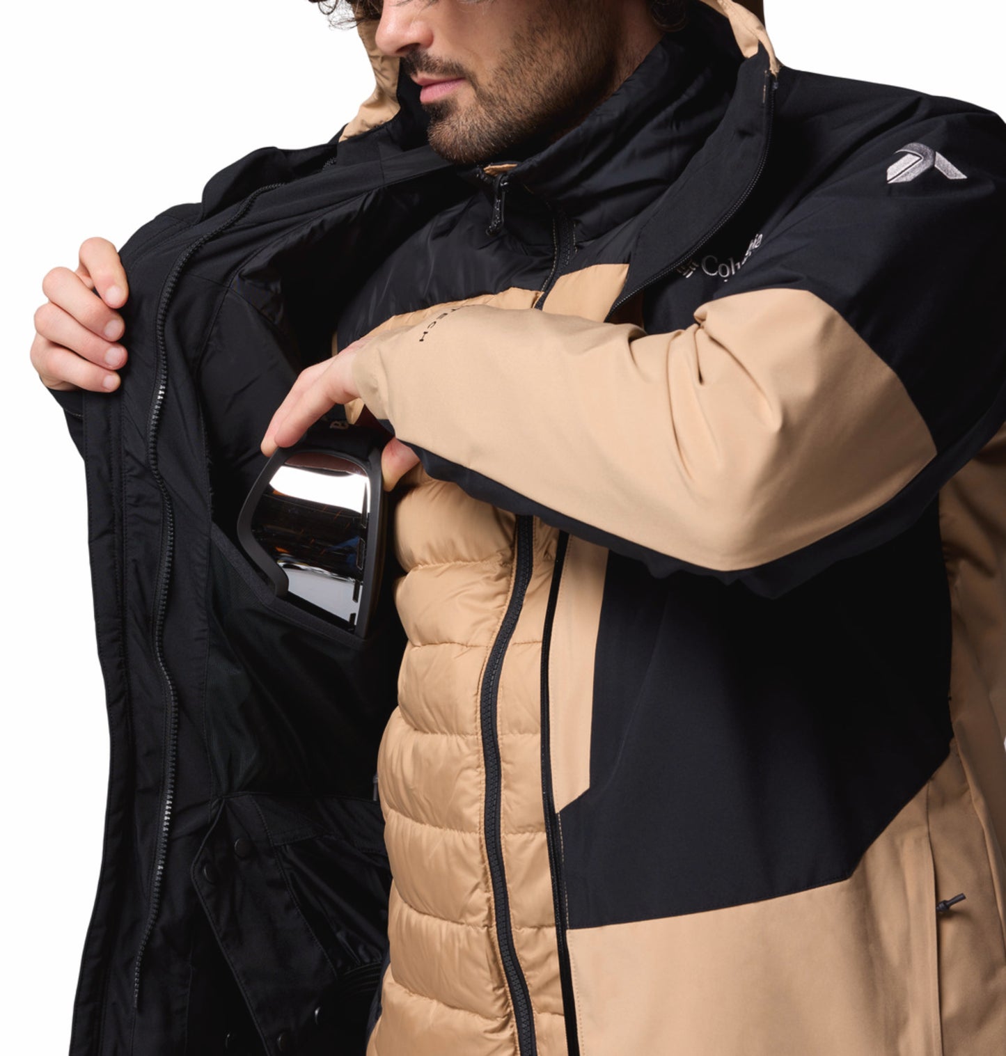 Columbia Men Brown Omni-Heat Inifnity Winter District II Hooded Interchange Jacket