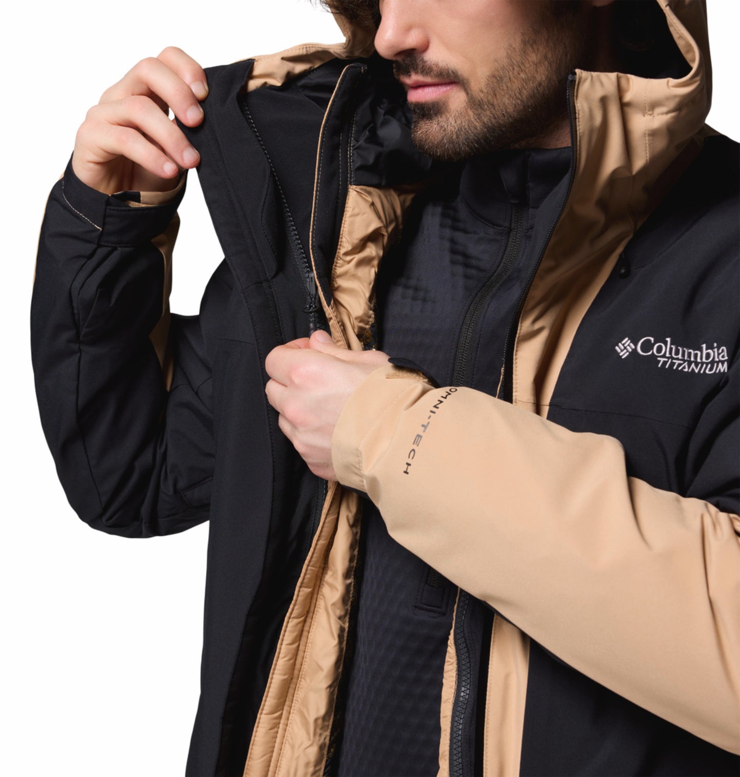 Columbia Men Brown Omni-Heat Inifnity Winter District II Hooded Interchange Jacket