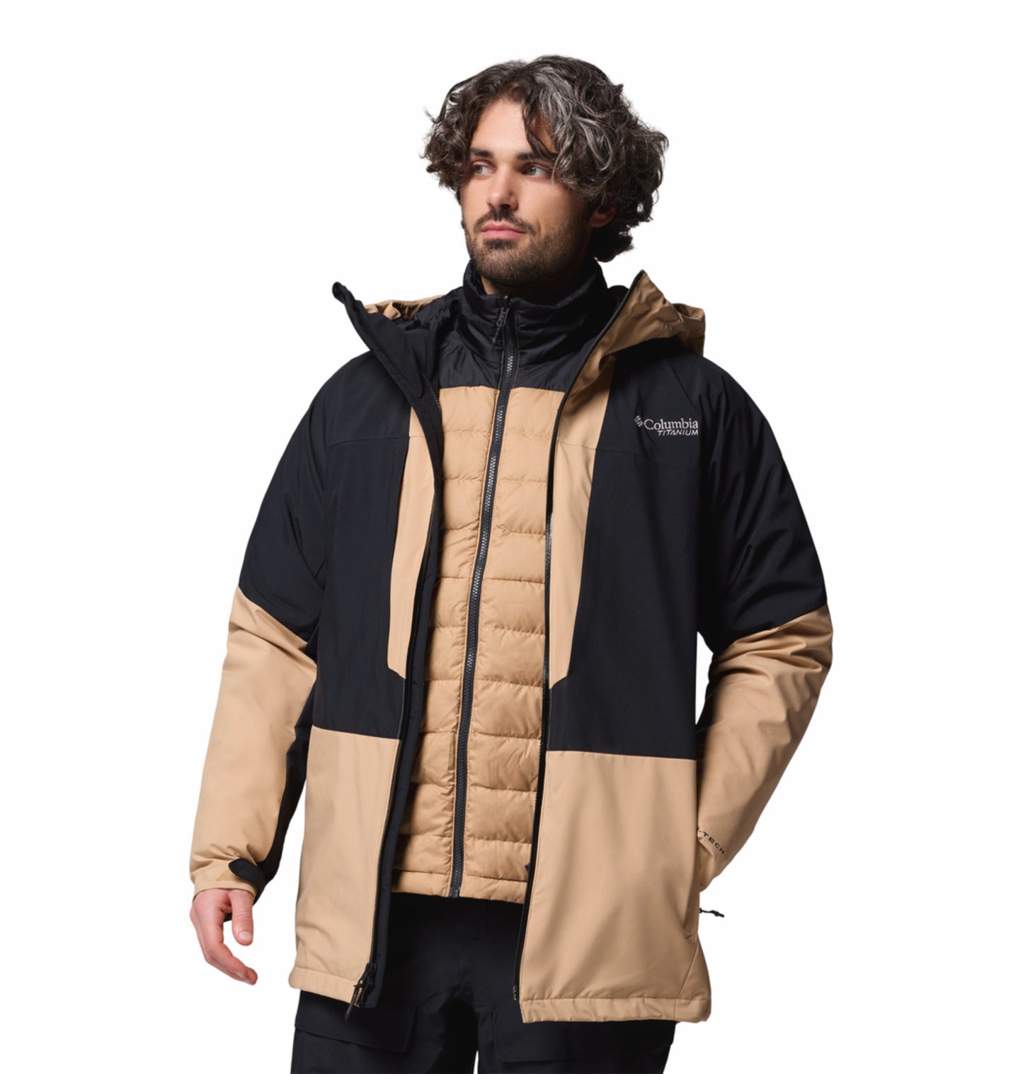 Columbia Men Brown Omni-Heat Inifnity Winter District II Hooded Interchange Jacket