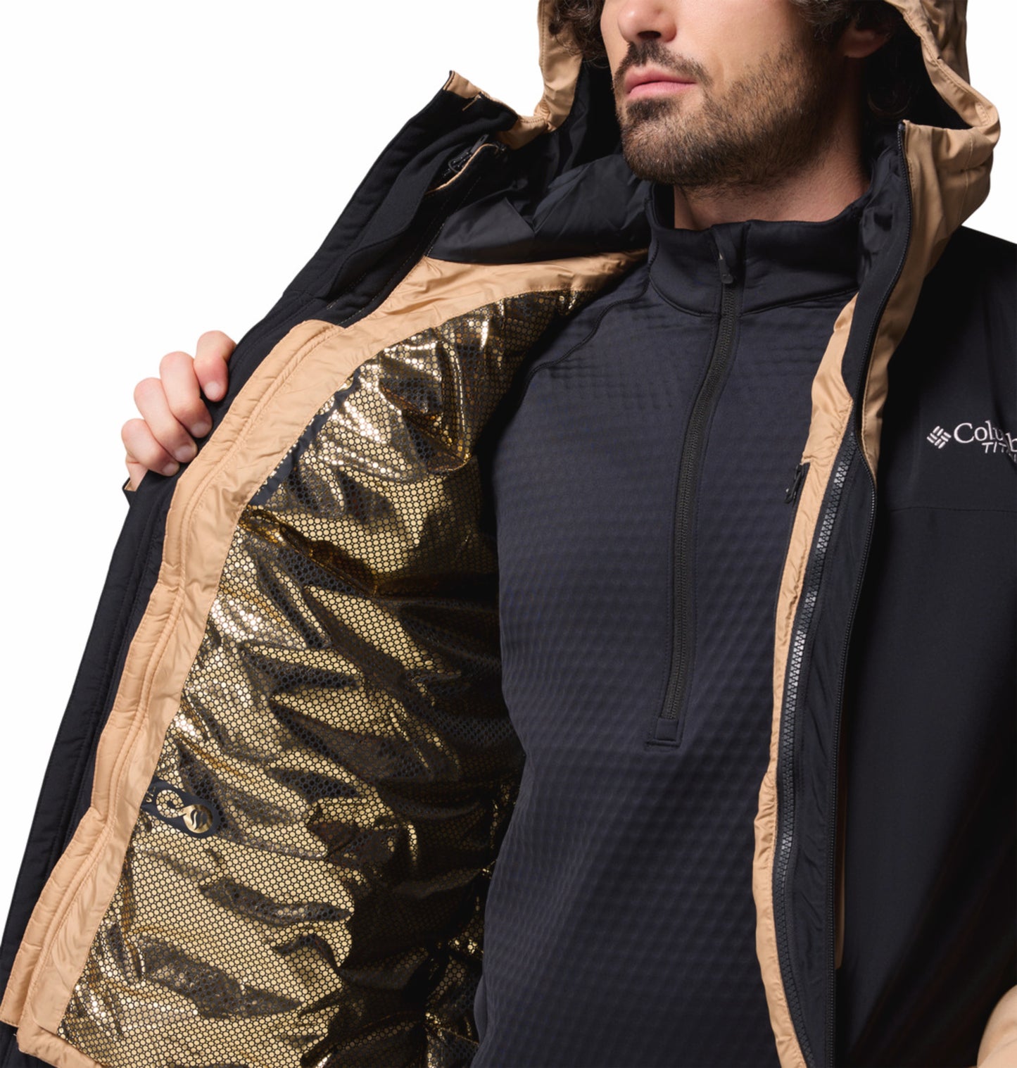 Columbia Men Brown Omni-Heat Inifnity Winter District II Hooded Interchange Jacket