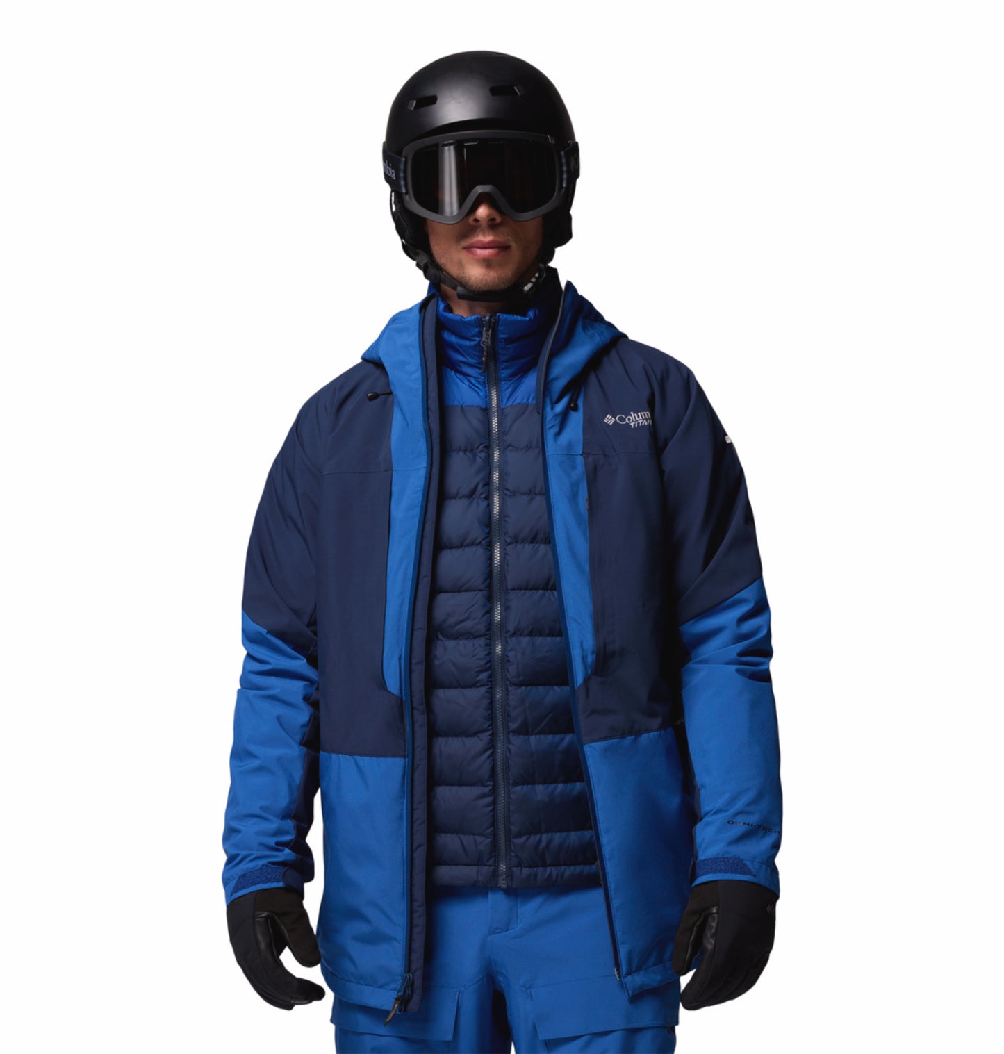 Columbia Men Navy Blue Omni-Heat Inifnity Winter District II Hooded Interchange Jacket