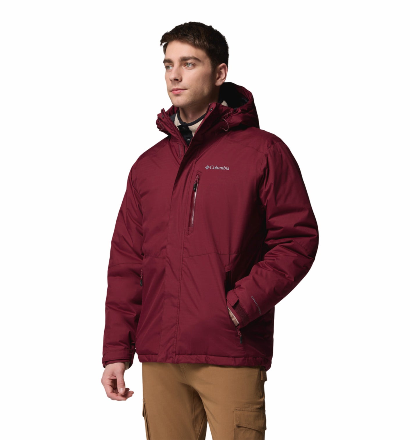 Columbia Men Maroon OmniHeat Infinity Oak Harbor II Down Jacket