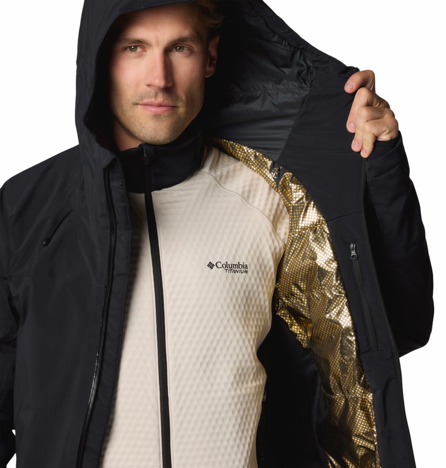 Columbia Men Black Omni-Heat Inifnity Cirque Bowl Hooded Down Jacket