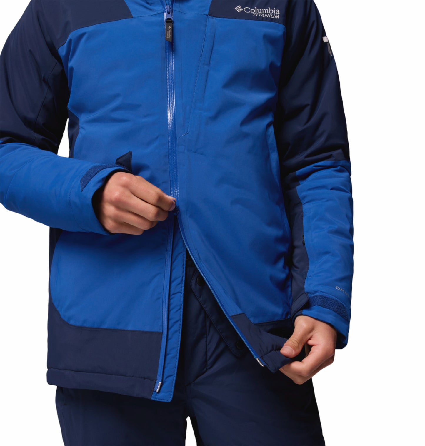 Columbia Men Navy Blue Omni-Heat Inifnity Cirque Bowl Hooded Down Jacket