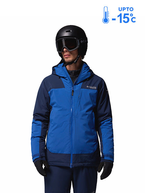 Columbia Men Navy Blue Omni-Heat Inifnity Cirque Bowl Hooded Down Jacket