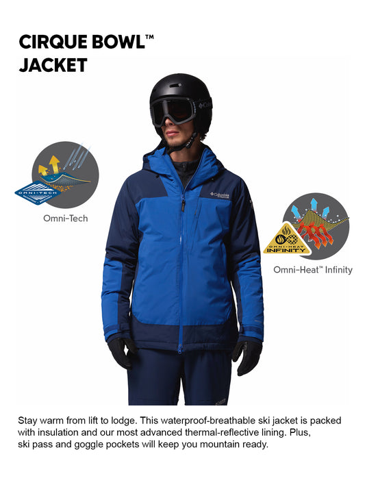Columbia Men Navy Blue Omni-Heat Inifnity Cirque Bowl Hooded Down Jacket