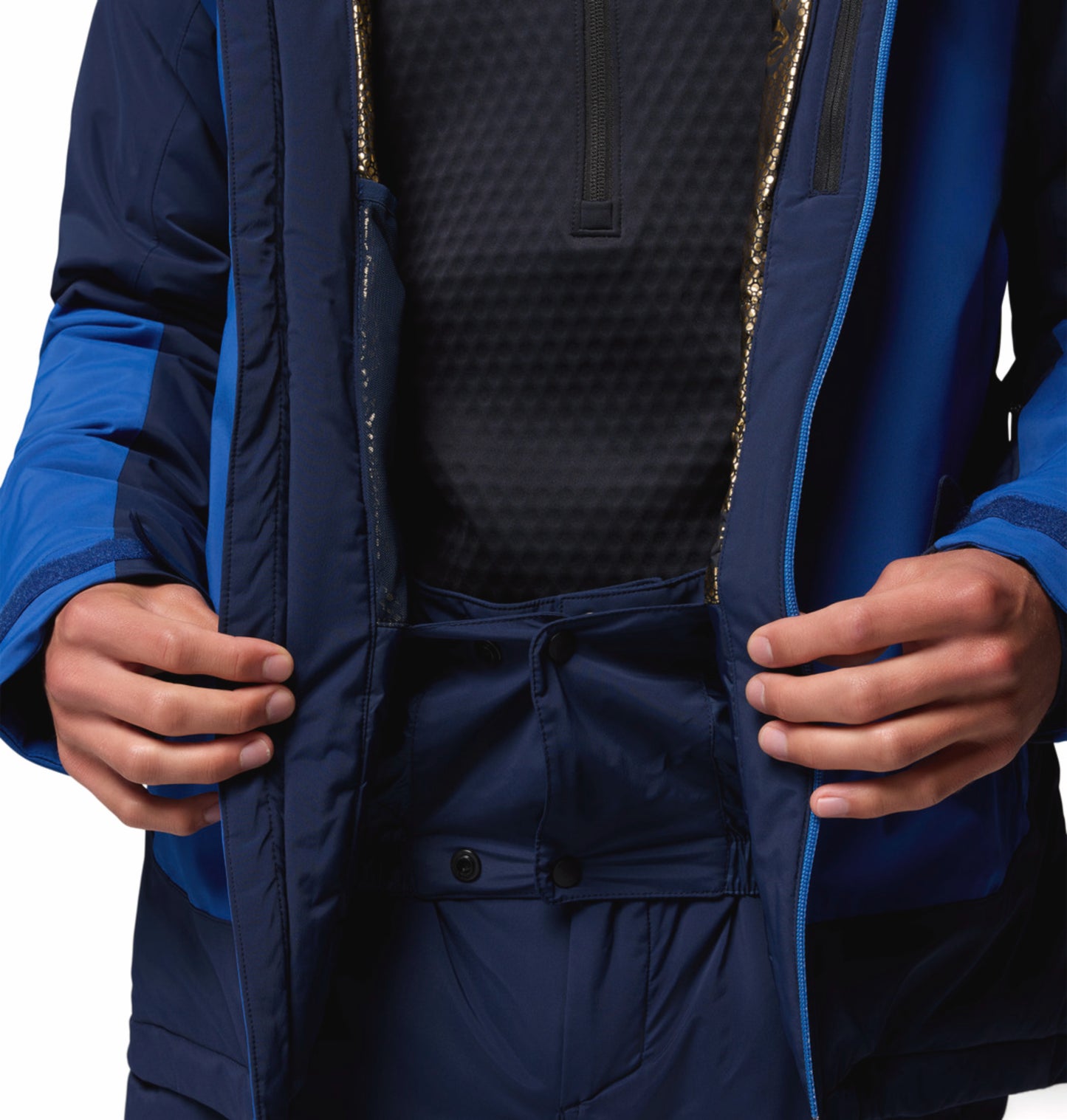 Columbia Men Navy Blue Omni-Heat Inifnity Cirque Bowl Hooded Down Jacket