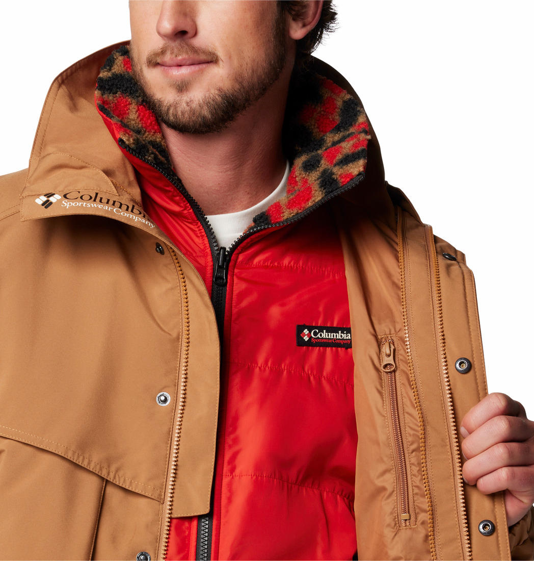 Columbia Mens Brown Powderkeg II Remastered Interchange Jacket