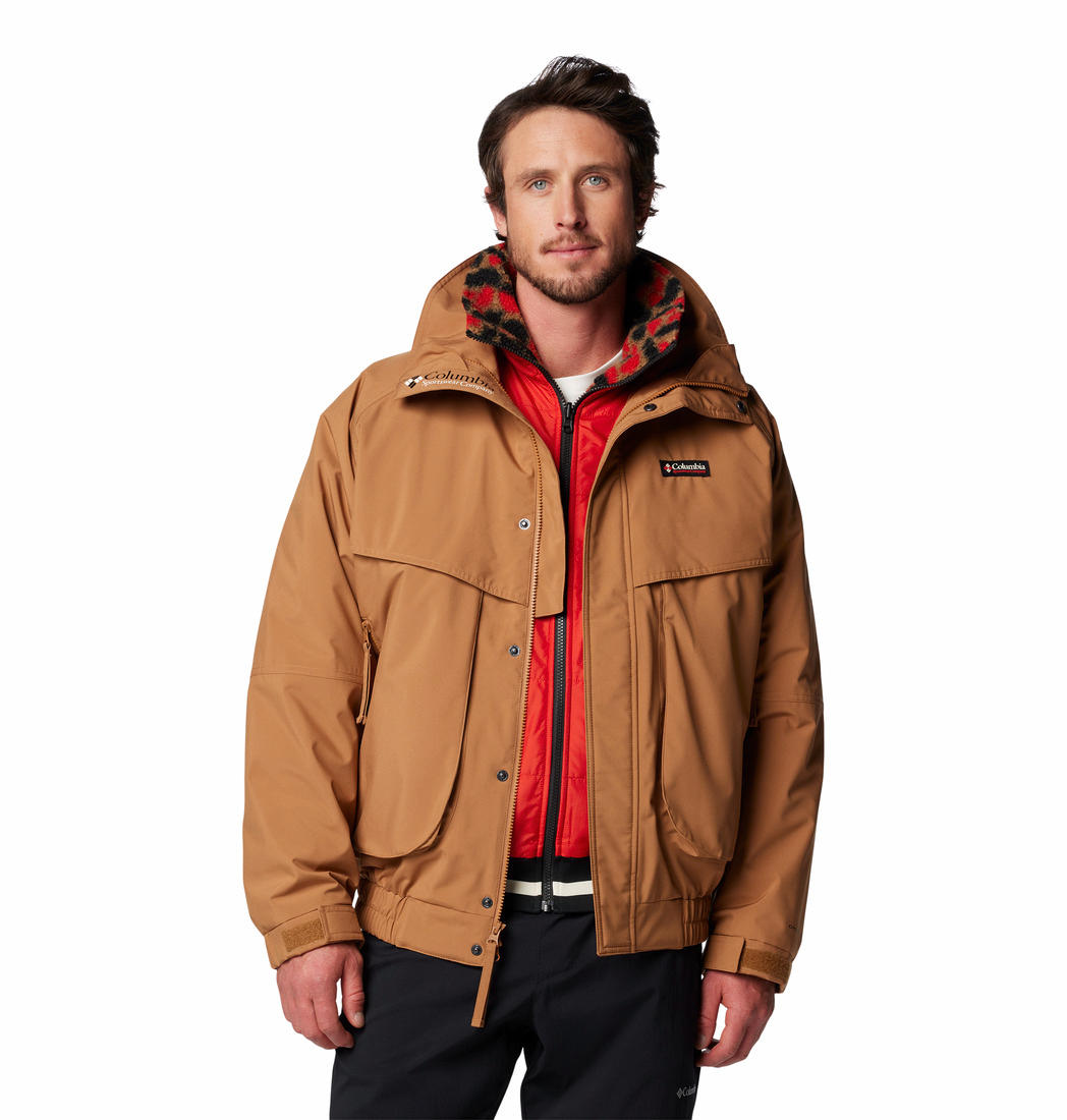 Columbia Mens Brown Powderkeg II Remastered Interchange Jacket