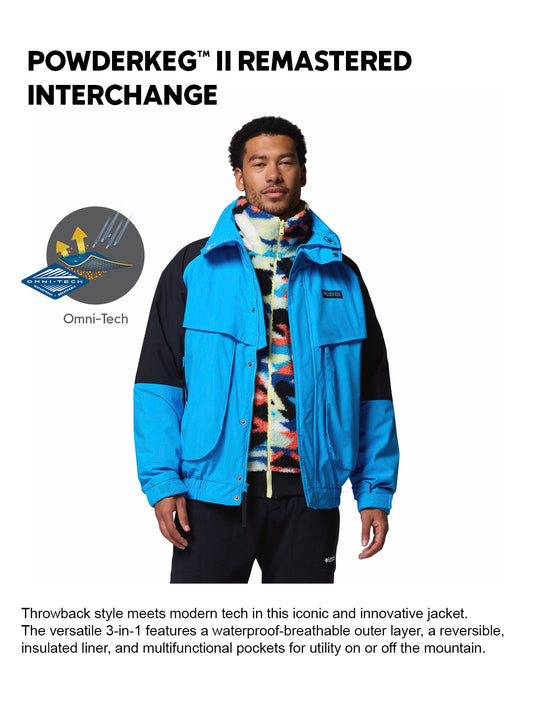 Columbia Men Blue Omni-Tech Powderkeg II Remastered Interchange Jacket (Waterproof)