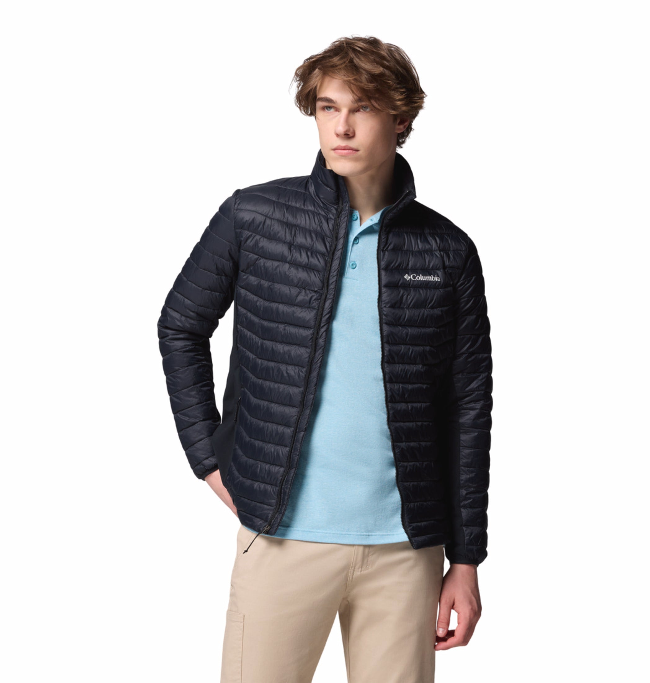 men black omni shield powder pass hybrid down jacket