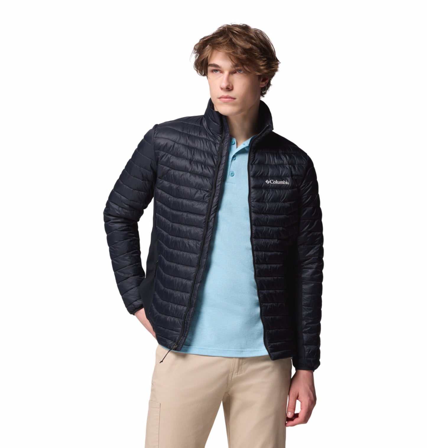 men black omni shield powder pass hybrid down jacket
