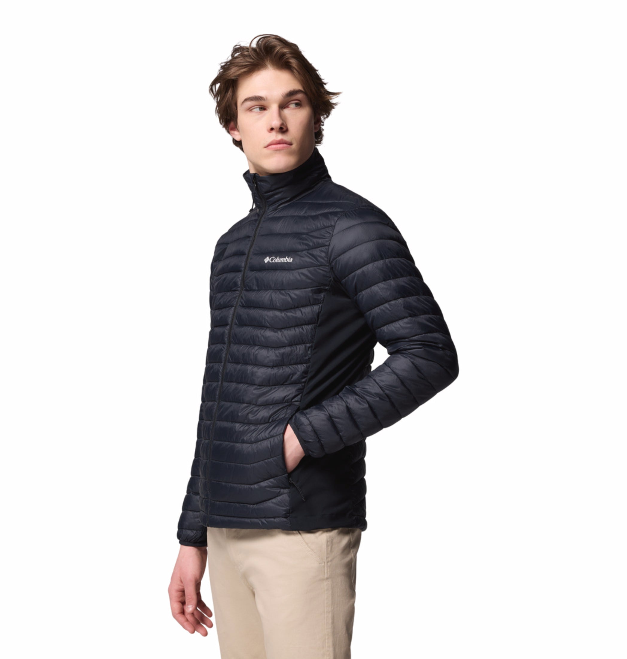 men black omni shield powder pass hybrid down jacket