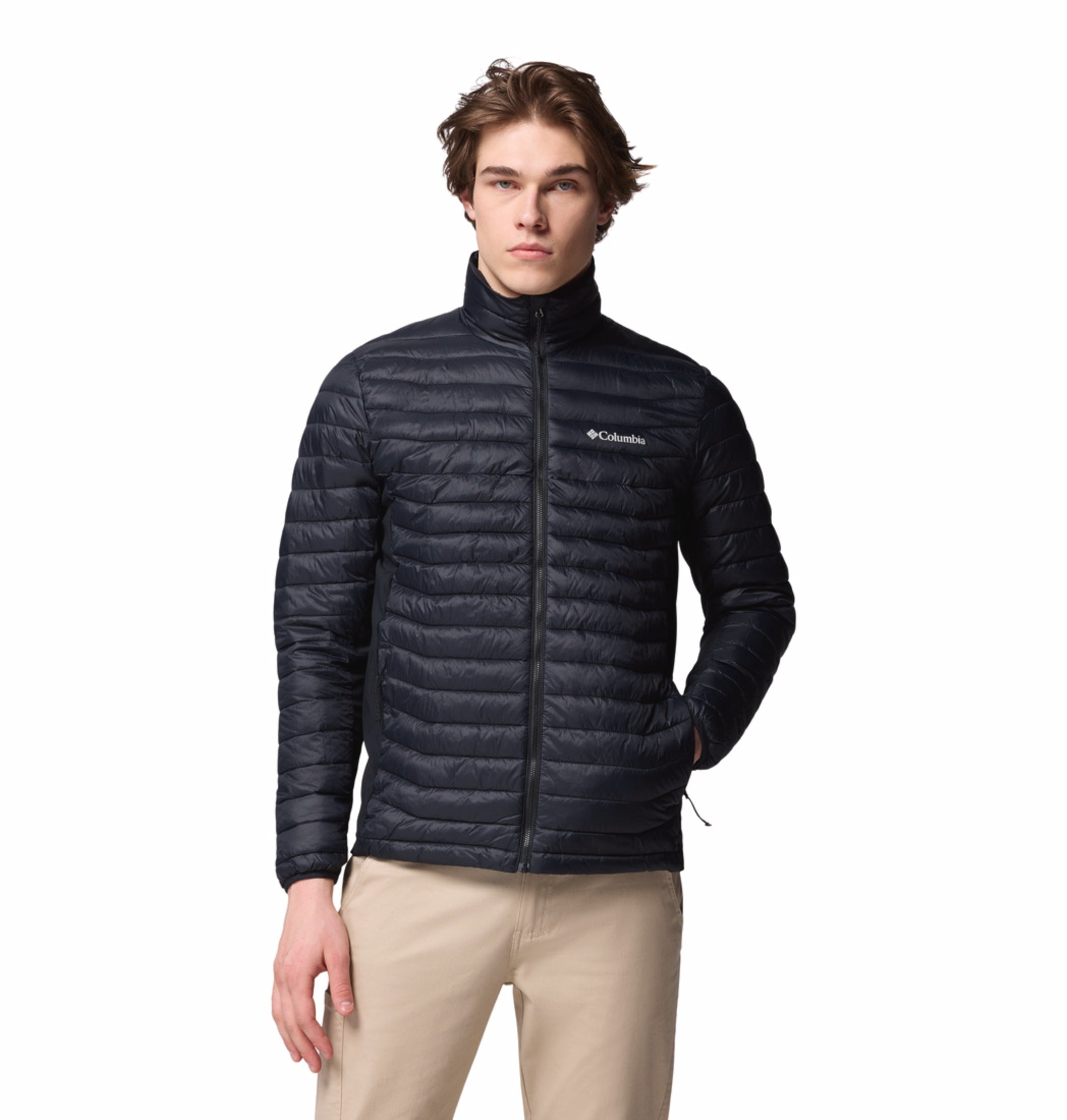 men black omni shield powder pass hybrid down jacket