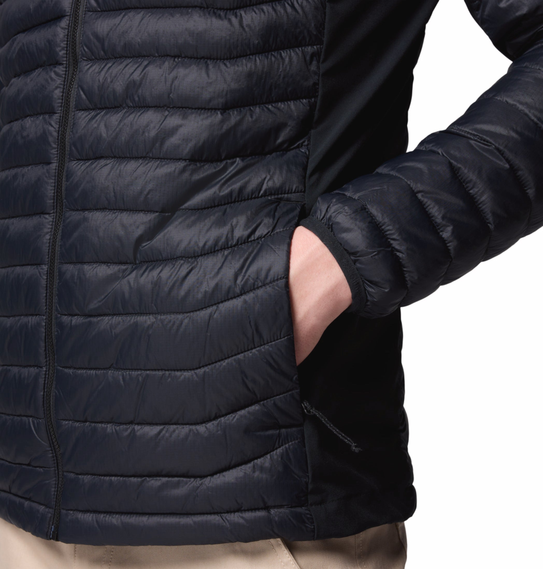 men black omni shield powder pass hybrid down jacket