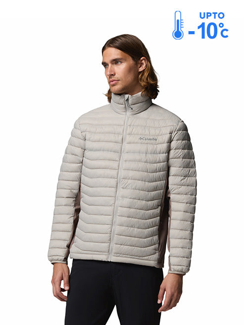 Columbia Men Grey Omni-Shield Powder Pass Hybrid Down Jacket