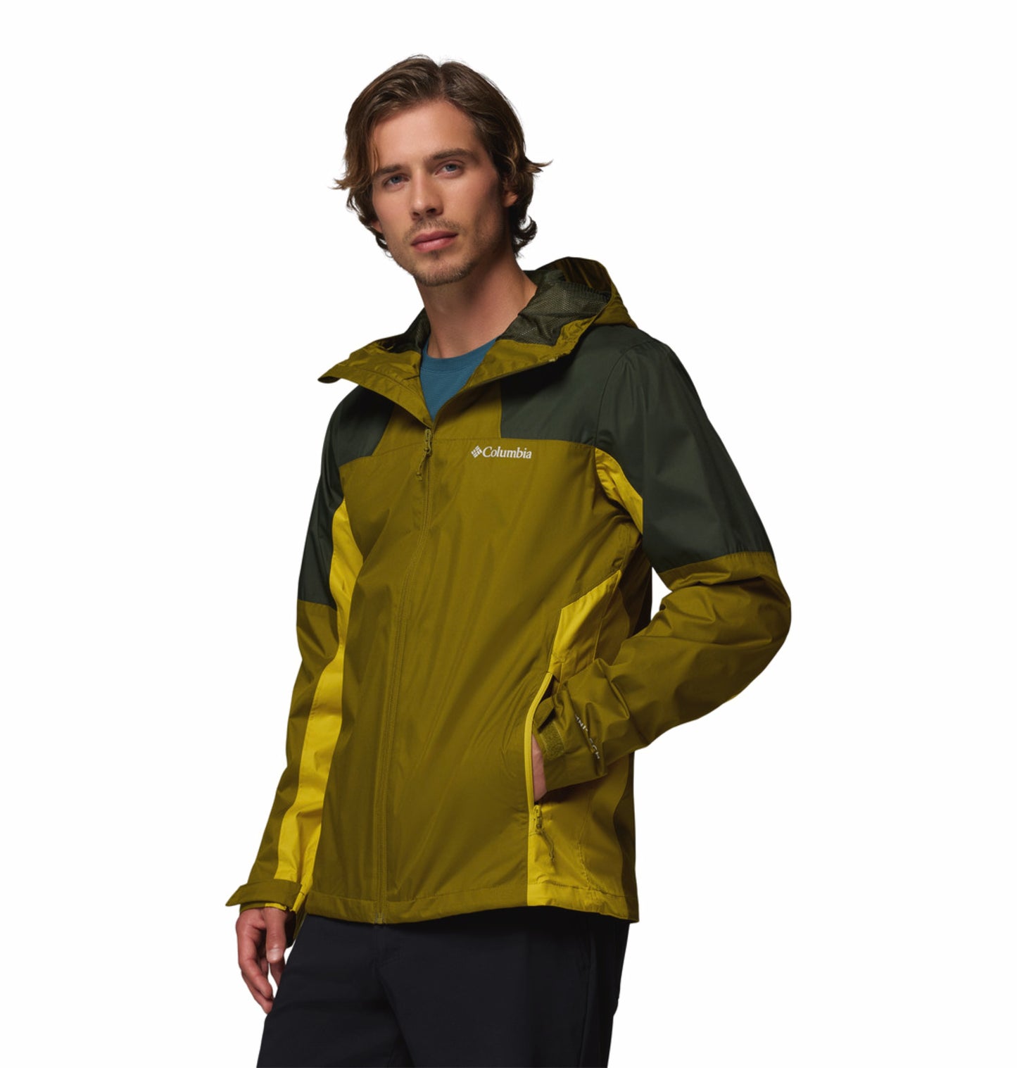Columbia Men's Olive Green Omni-Tech Inner Limits III Waterproof Rain Jacket
