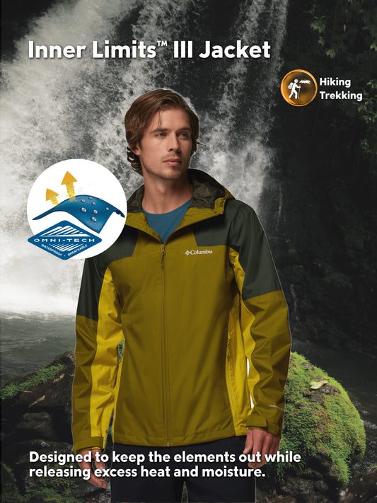 Columbia Men's Olive Green Omni-Tech Inner Limits III Waterproof Rain Jacket