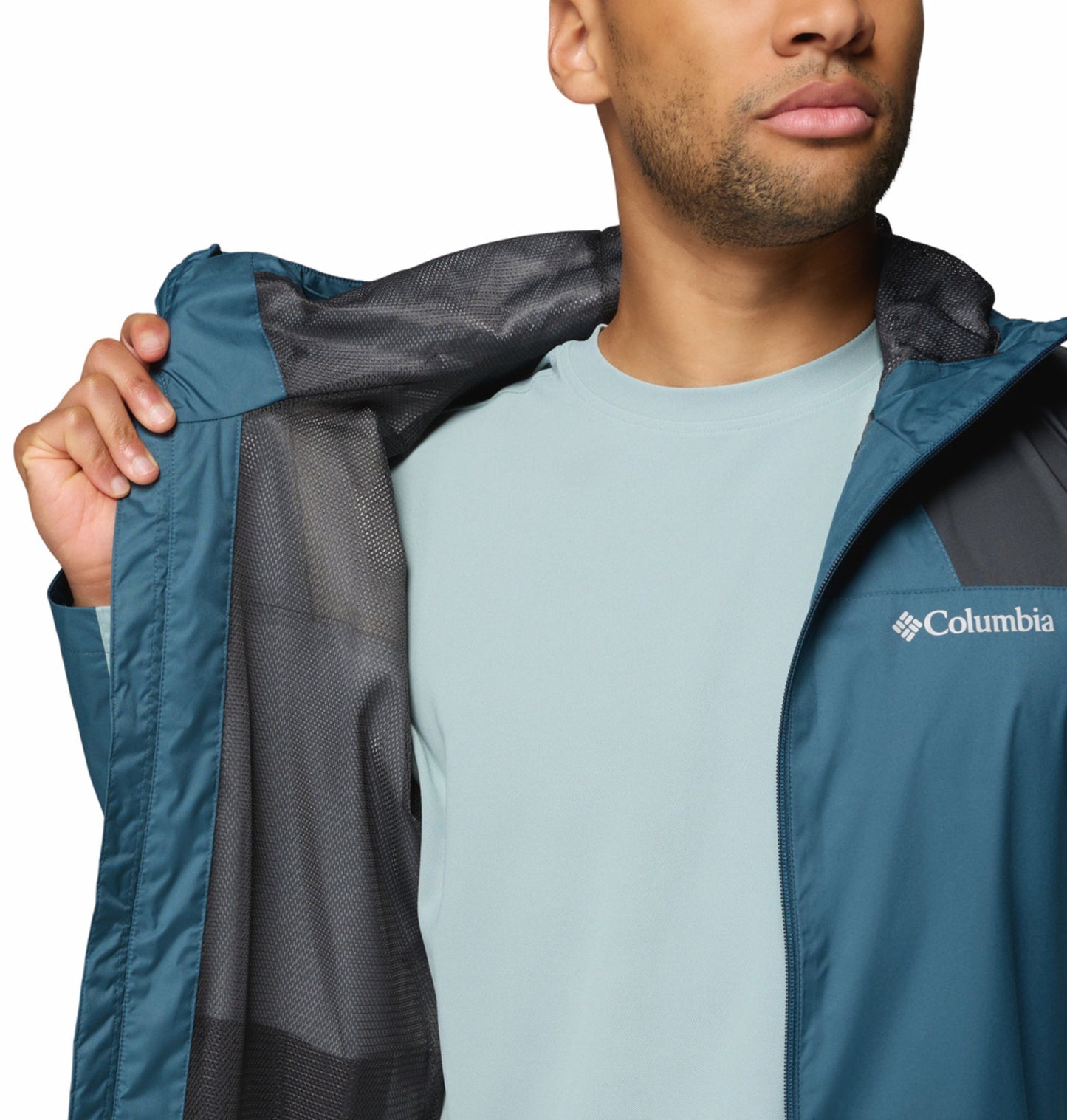 Columbia Men's Blue Omni-Tech Inner Limits III Lightweight Waterproof Rain Jacket