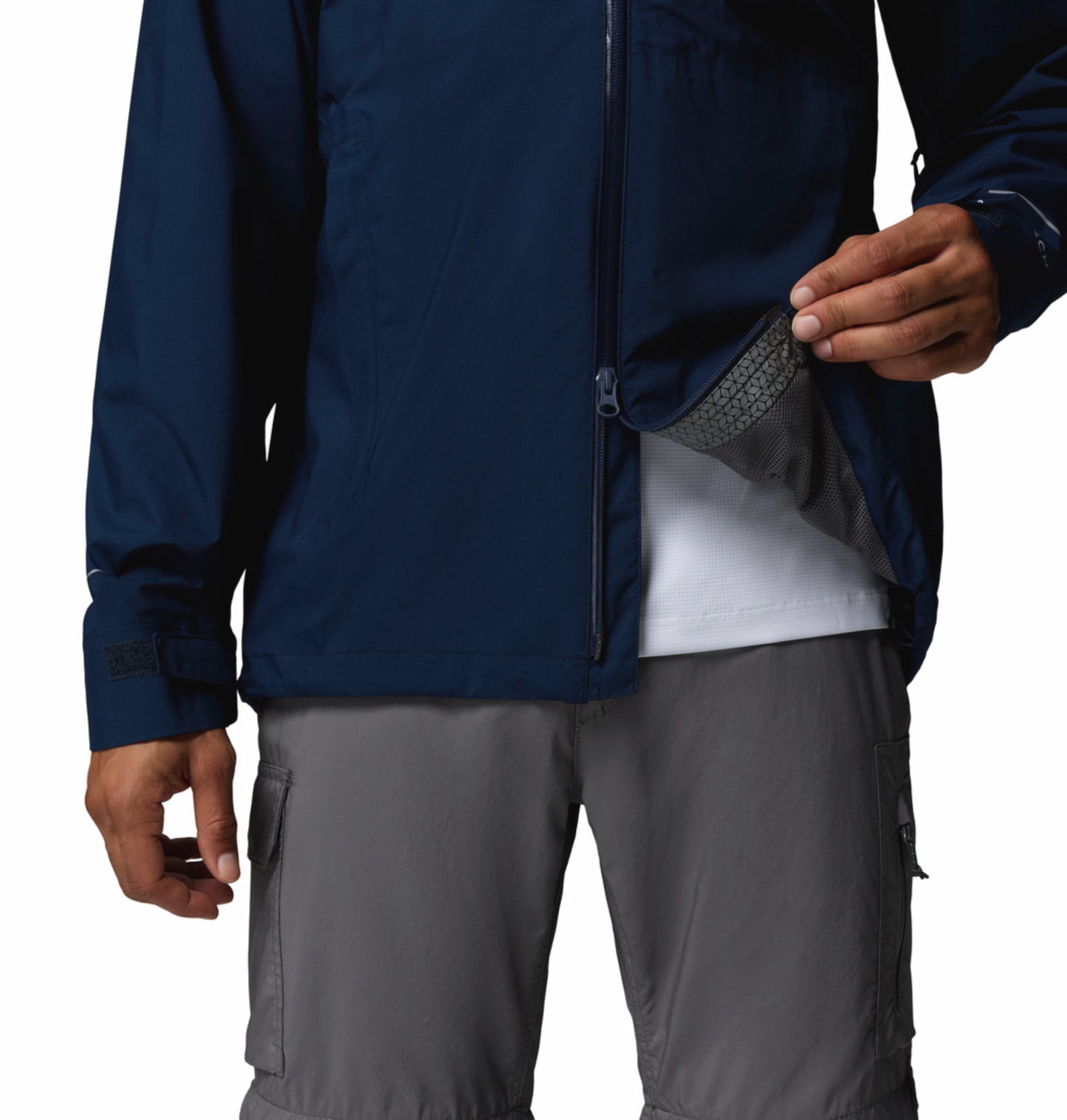 Columbia Men Navy Blue Omni-Tech Trailborne 2.5L Waterproof Rain Jacket