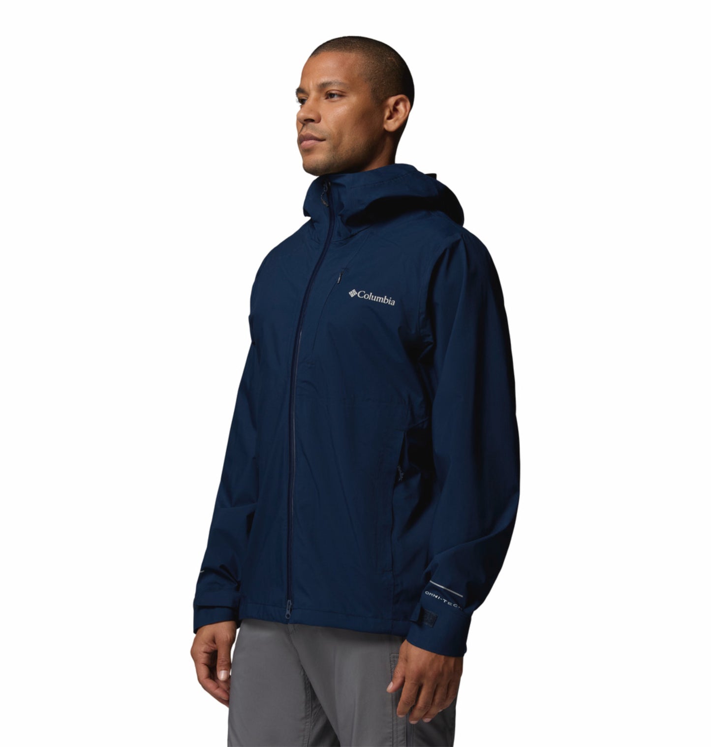 Columbia Men Navy Blue Omni-Tech Trailborne 2.5L Waterproof Rain Jacket