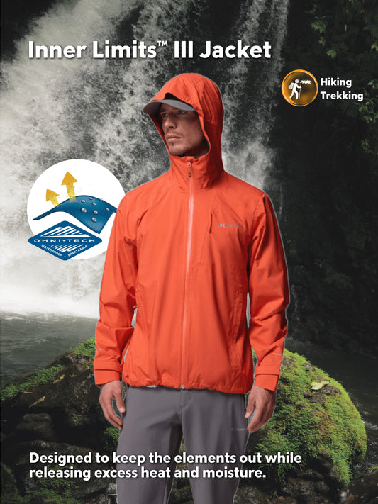 Columbia Men Orange Omni-Tech Trailborne 2.5L Shell Rain Jacket