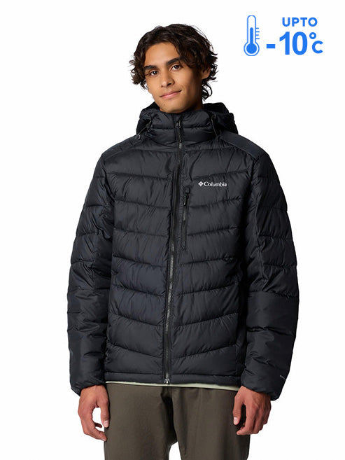 Columbia Men Black Omni-Heat Inifnity Labyrinth Loop II Hooded Down Jacket