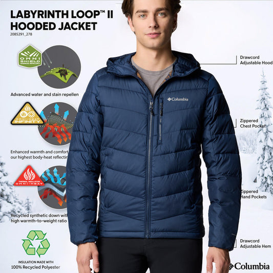 Columbia Men Blue Omni-Heat Infinity Labyrinth Loop II Hooded Jacket