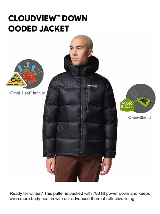 Columbia Men Black Omni-Heat Inifnity Cloudview Hooded Down Jacket