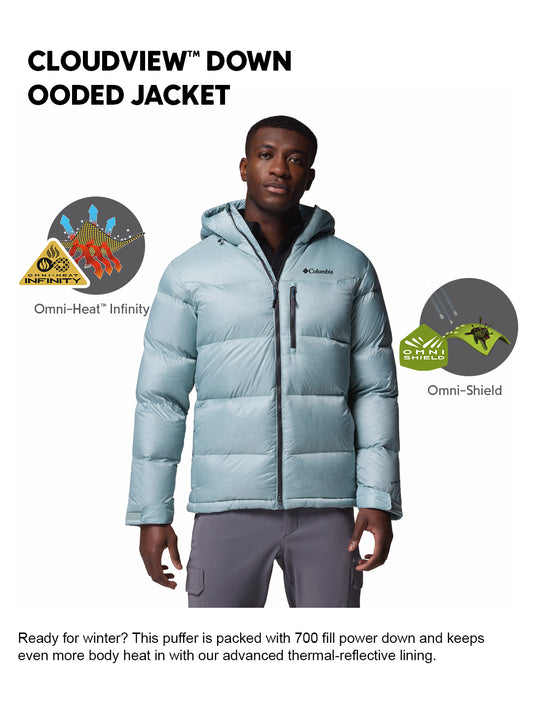 Columbia Men Blue Omni-Heat Inifnity Cloudview Hooded Down Jacket